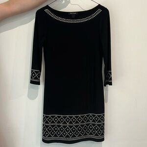 WHB black sheath Jersey dress with silver studded pattern size S Cocktail Dress